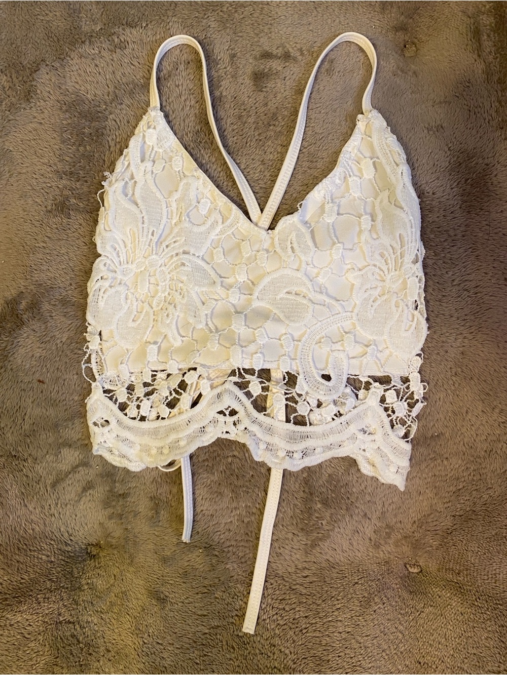 Lace Bralette Crop Top – White